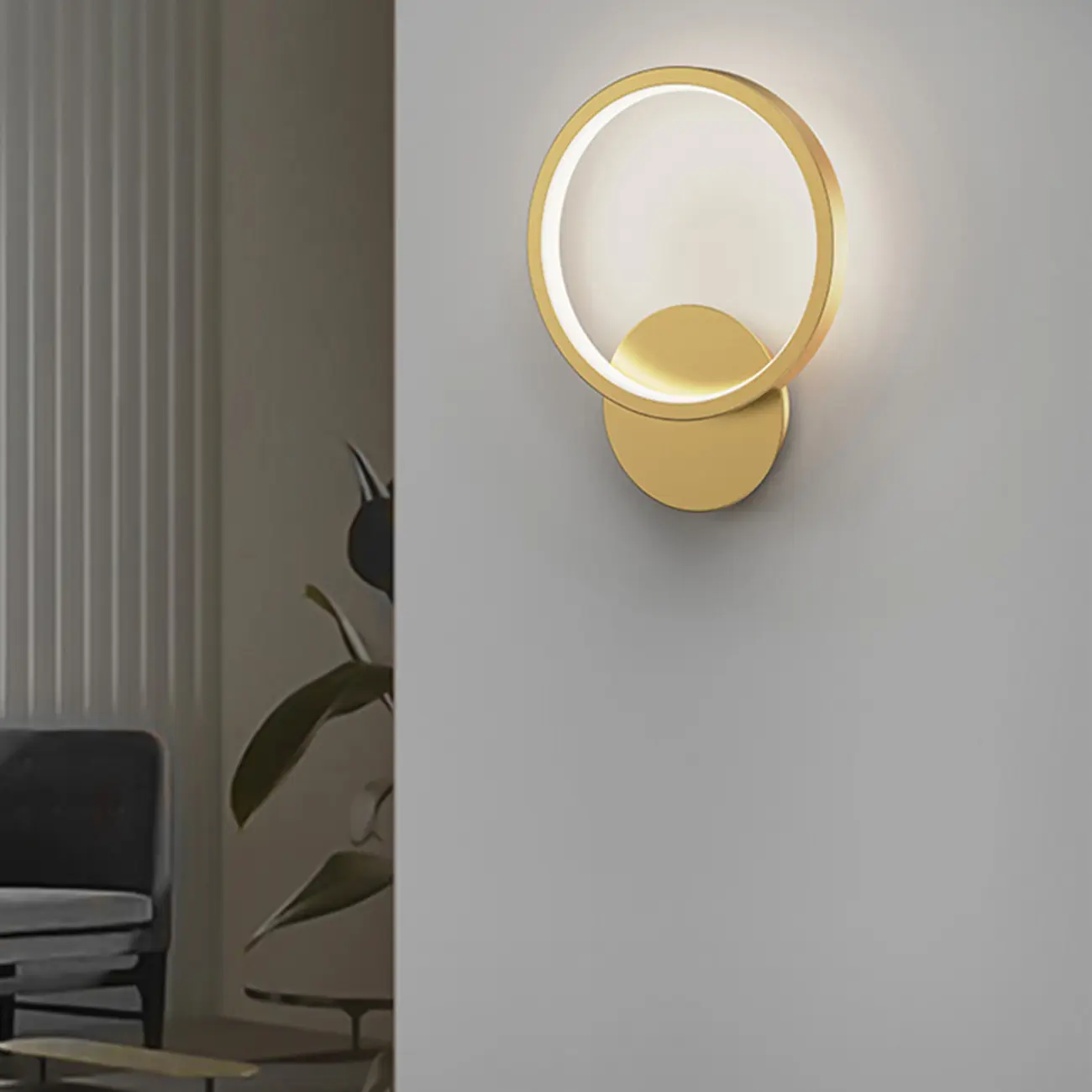 Modern Square LED Wall Sconce with Brass Finish for Bedroom | homeyfad