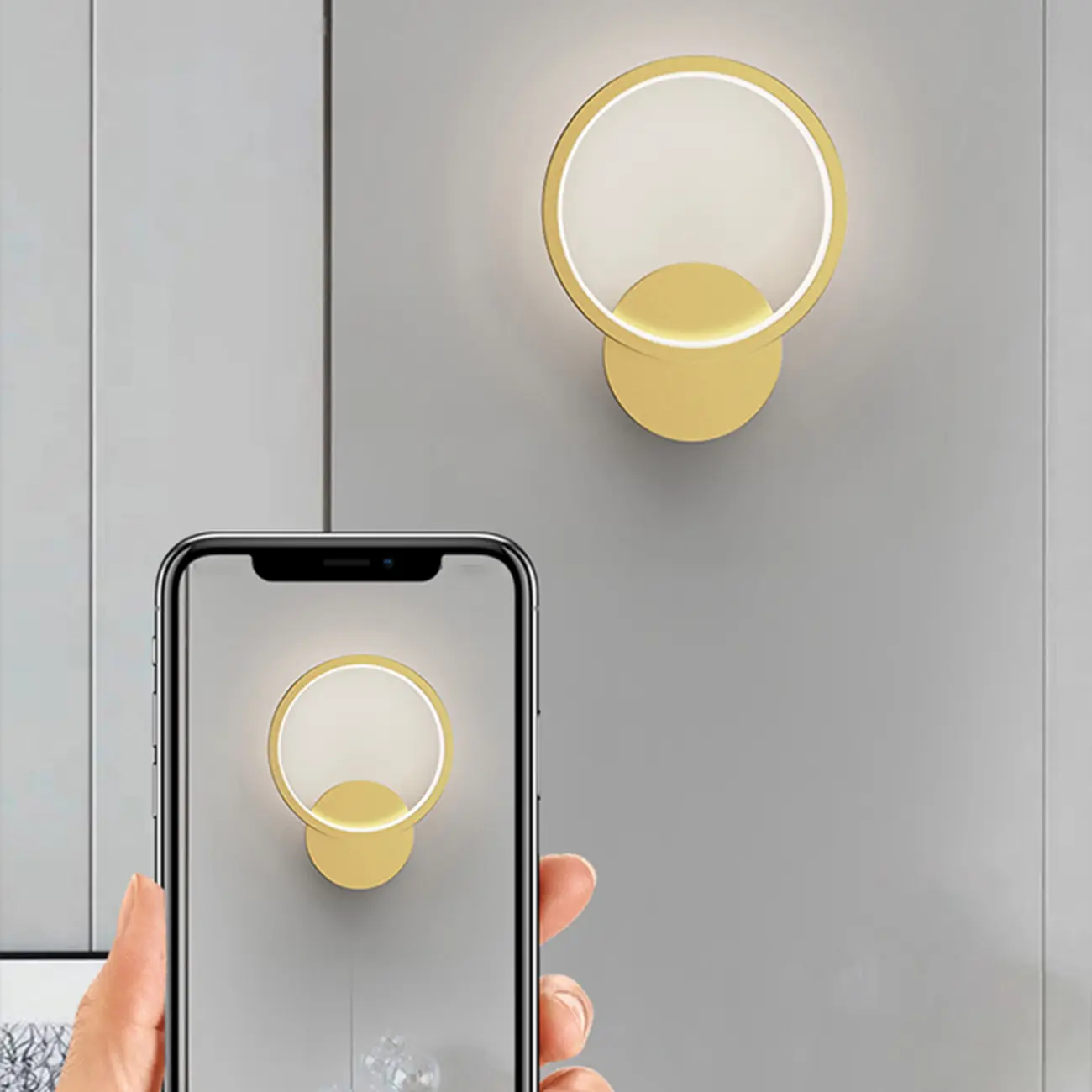 Modern Square LED Wall Sconce with Brass Finish for Bedroom | homeyfad