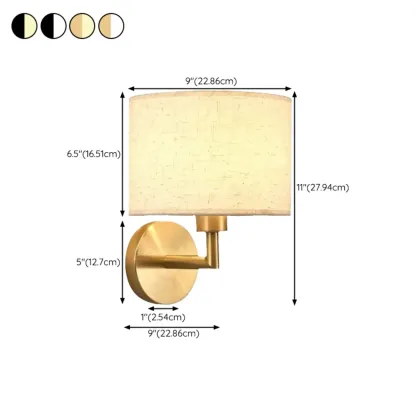 Contemporary Metal Fabric Drum Wall Sconce #size