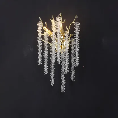 Luxury Crystal Branch Gold Metal Wall Sconce Image - 4