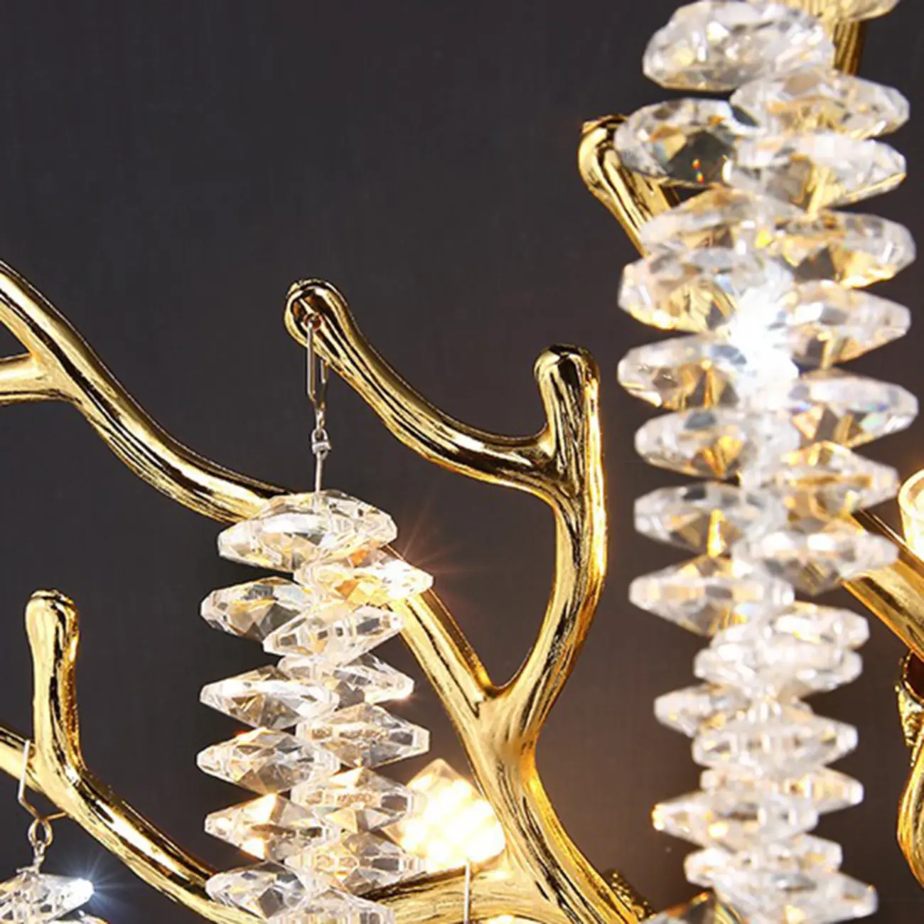 Luxury Crystal Branch Gold Metal Wall Sconce Image - 9 | homeyfad