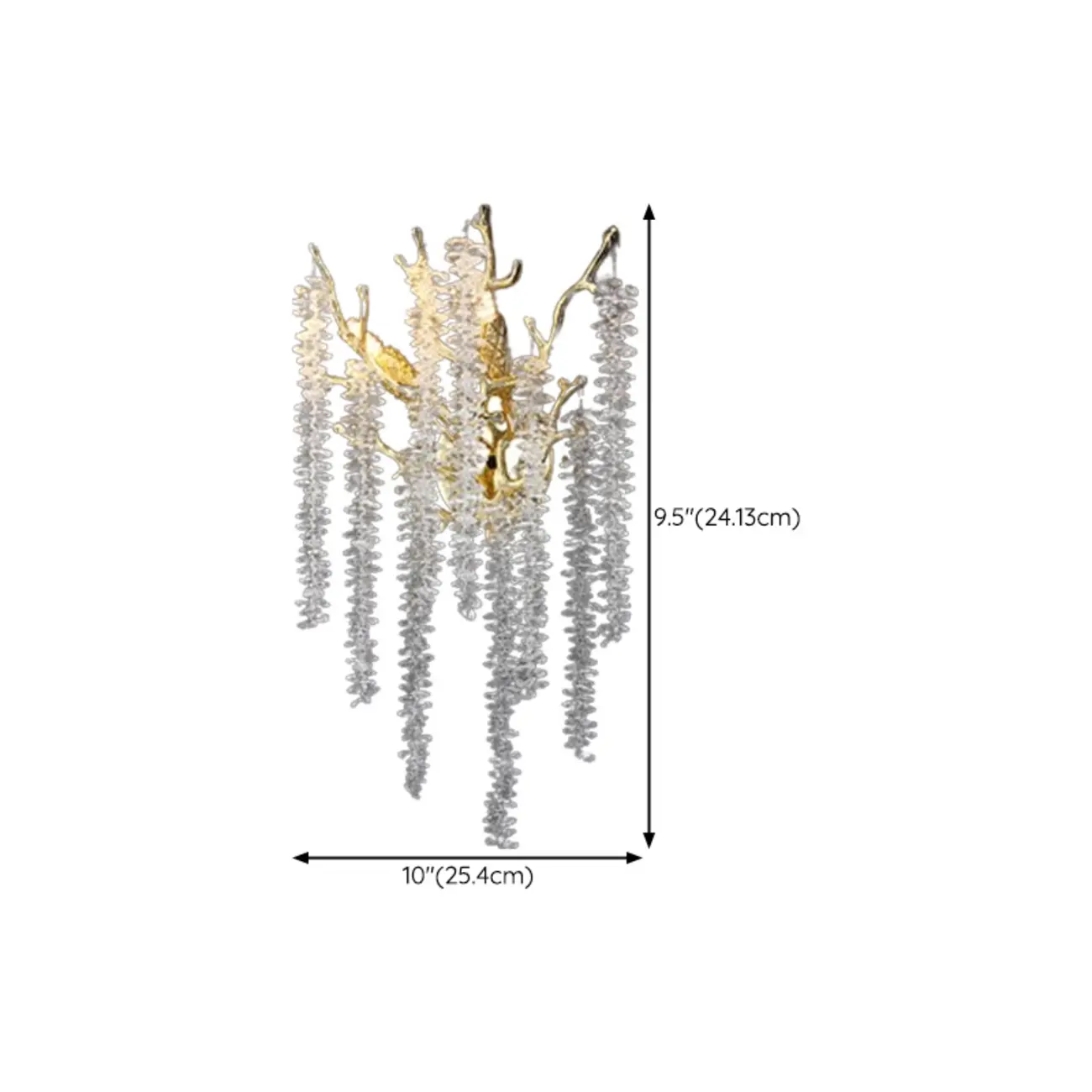 Luxury Crystal Branch Gold Metal Wall Sconce #size | homeyfad