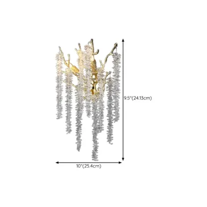 Luxury Crystal Branch Gold Metal Wall Sconce #size