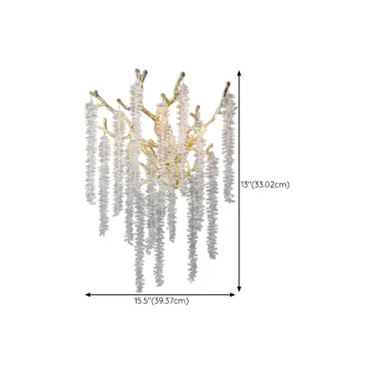 Luxury Crystal Branch Gold Metal Wall Sconce Image - 12