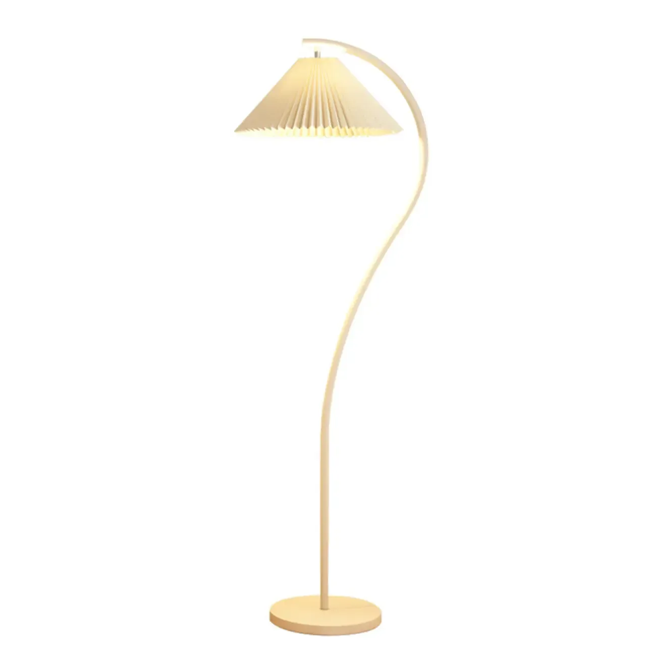 Modern Pleated Fabric White Metal 61" Floor Lamp Image - 9