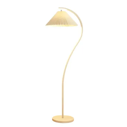 Modern Pleated Fabric White Metal 61" Floor Lamp Image - 9