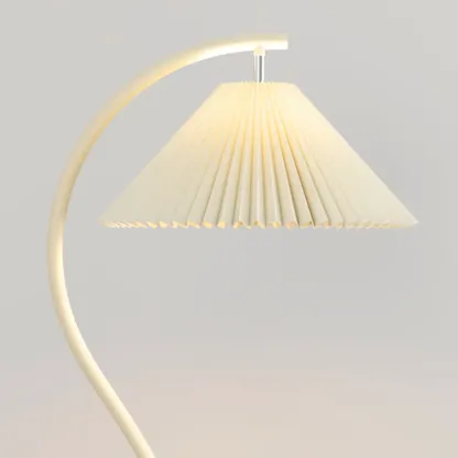Modern Pleated Fabric White Metal 61" Floor Lamp Image - 10