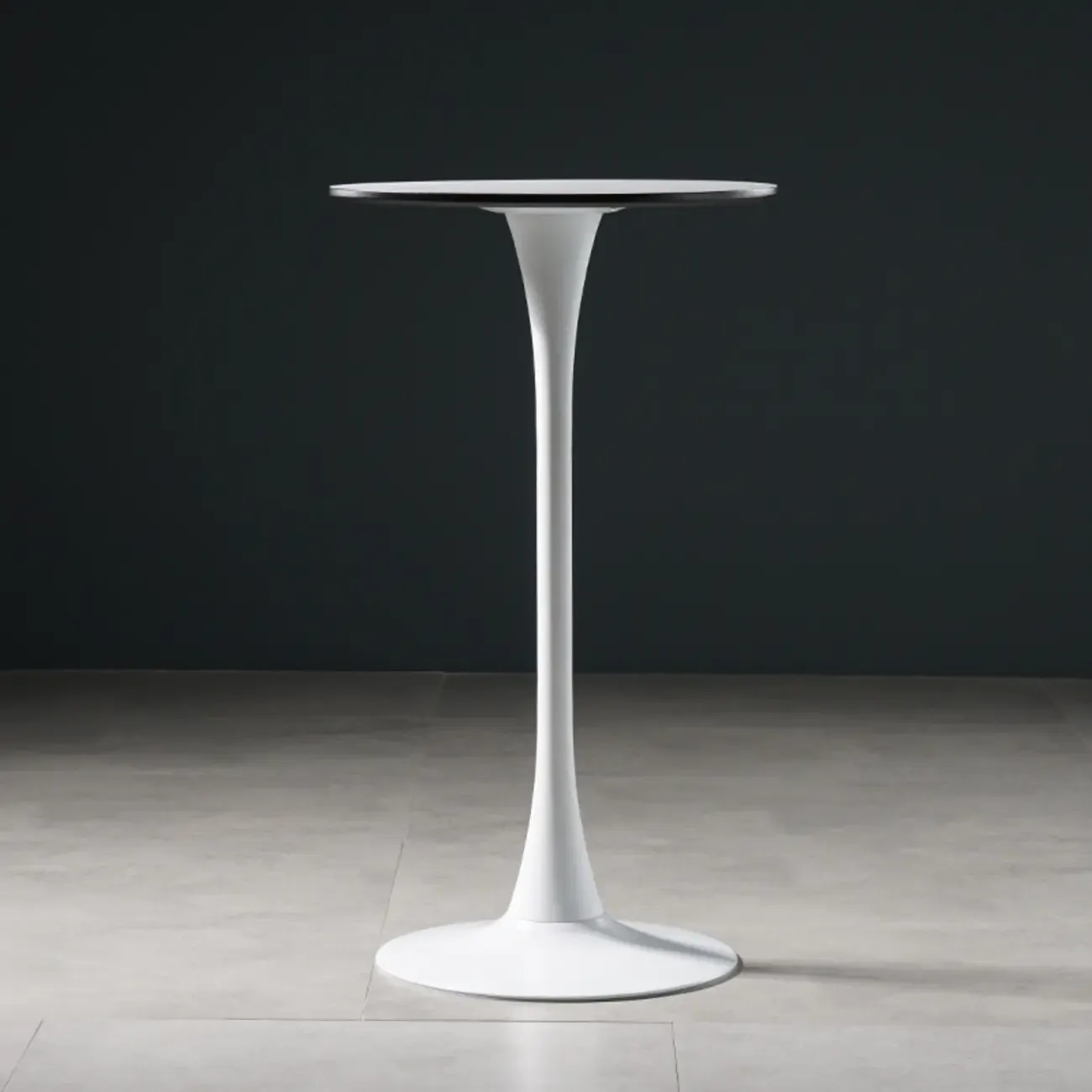 Modern Grey Wooden Round Tulip Base Bar Tables Image - 2