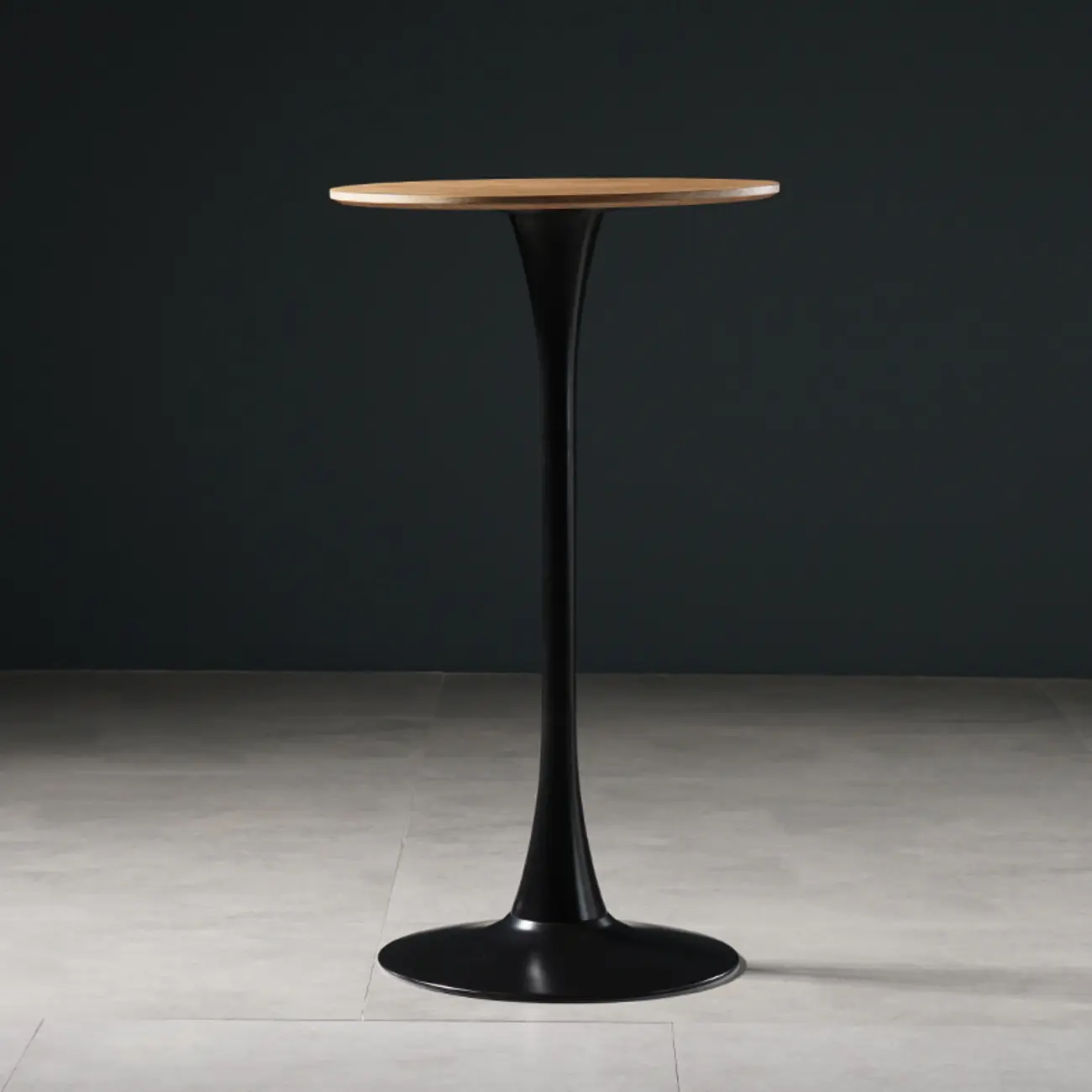 Modern Grey Wooden Round Tulip Base Bar Tables Image - 3 | homeyfad