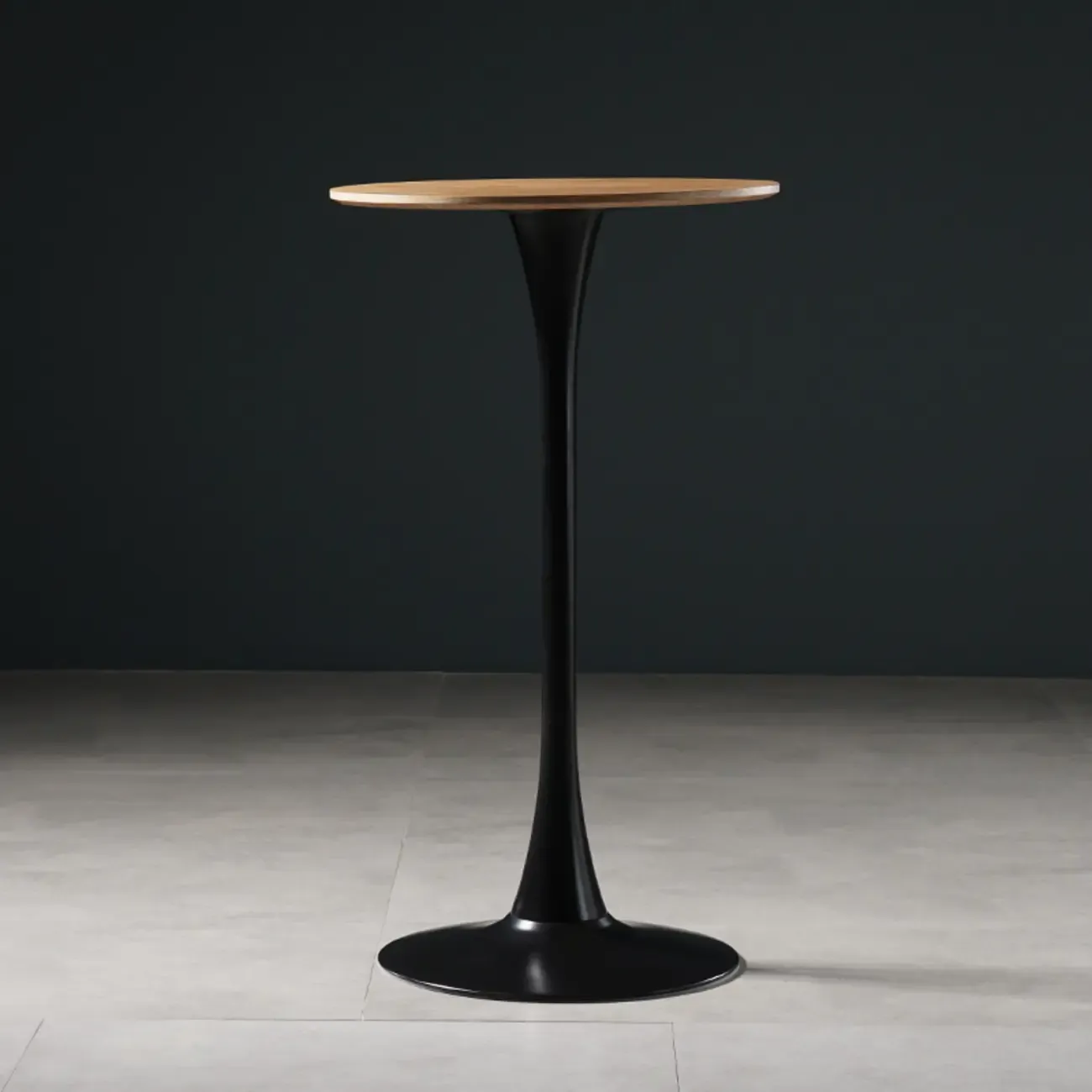 Modern Grey Wooden Round Tulip Base Bar Tables Image - 3