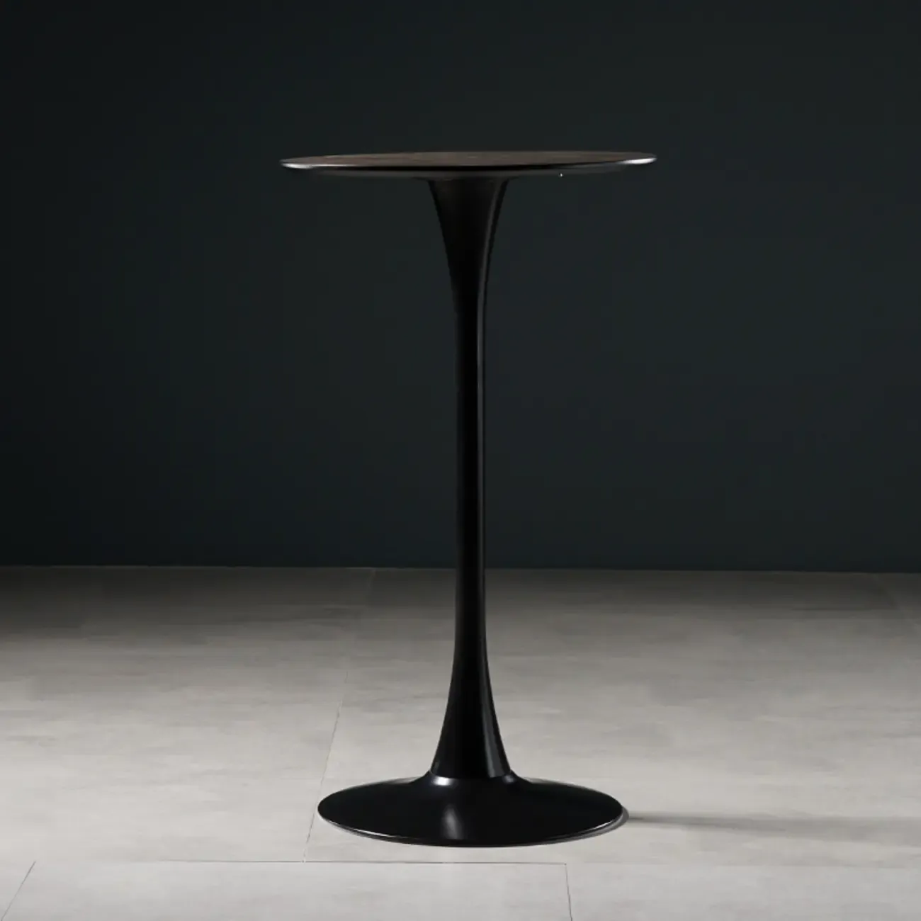 Modern Grey Wooden Round Tulip Base Bar Tables Image - 4