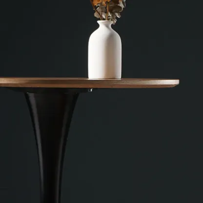 Modern Grey Wooden Round Tulip Base Bar Tables Image - 8