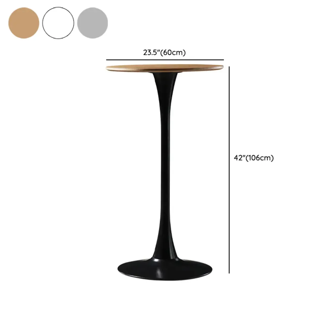 Modern Grey Wooden Round Tulip Base Bar Tables #size