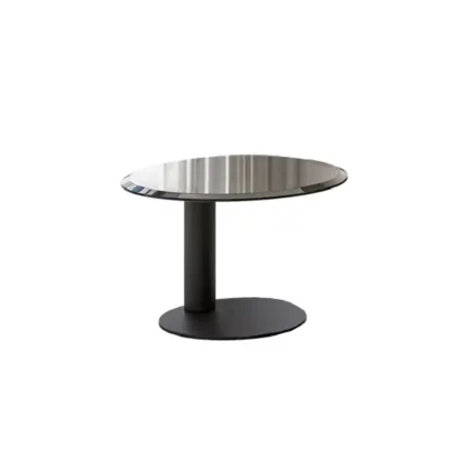Brown Round Contemporary Wood Drawer Coffee Table Image - 8
