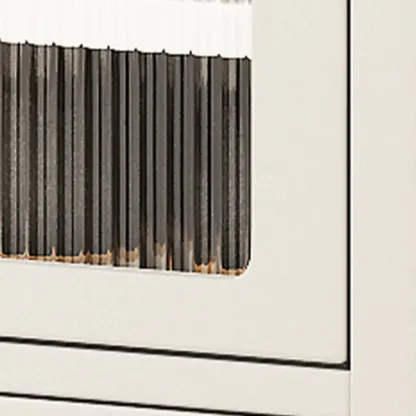 Vertical White Metal Entryway Shoe Storage with Glass Doors Image - 6