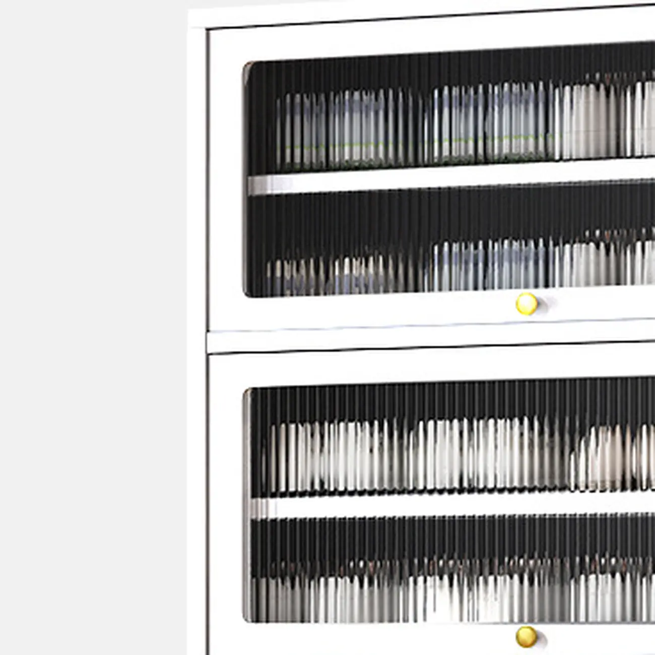 Vertical White Metal Entryway Shoe Storage with Glass Doors Image - 7 | homeyfad