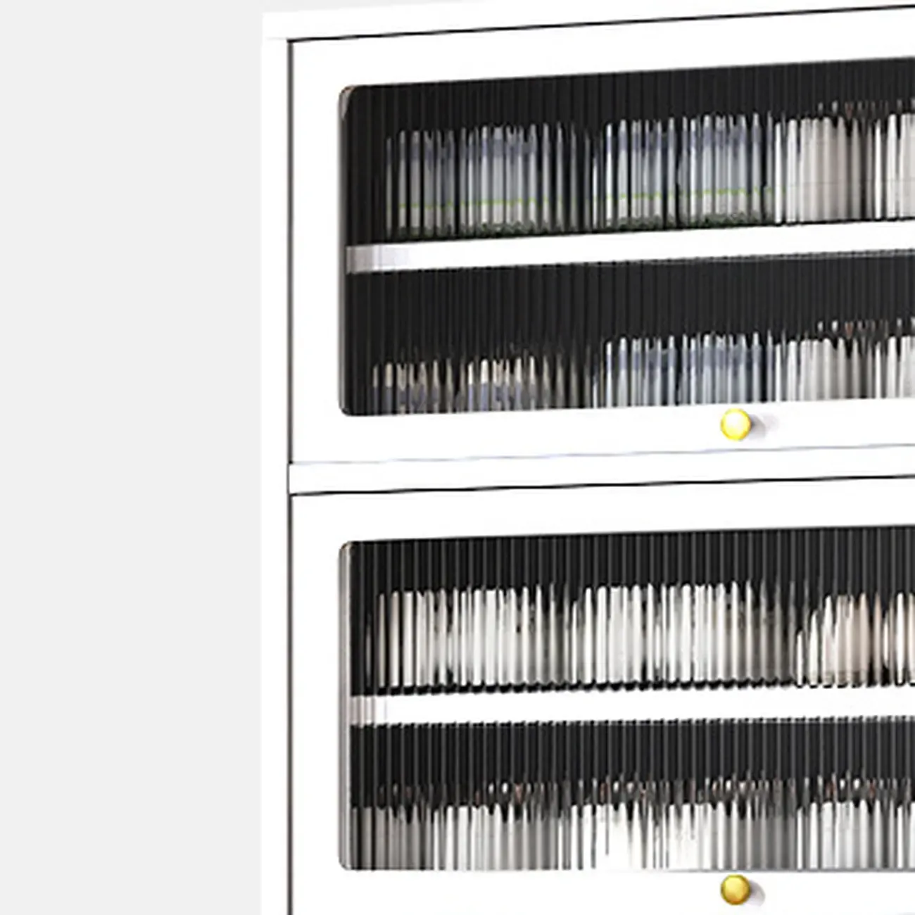 Vertical White Metal Entryway Shoe Storage with Glass Doors Image - 7