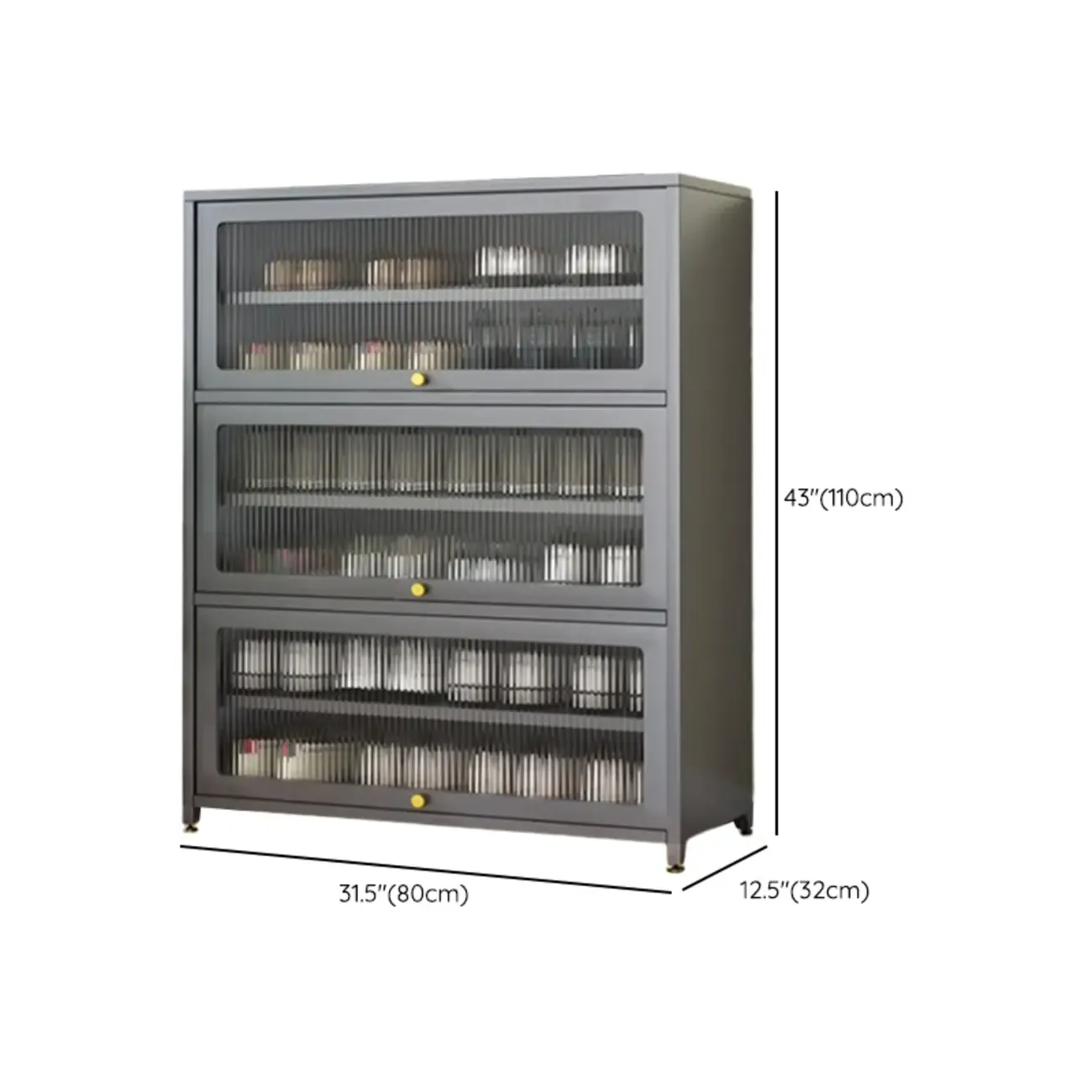 Vertical White Metal Entryway Shoe Storage with Glass Doors Image - 17