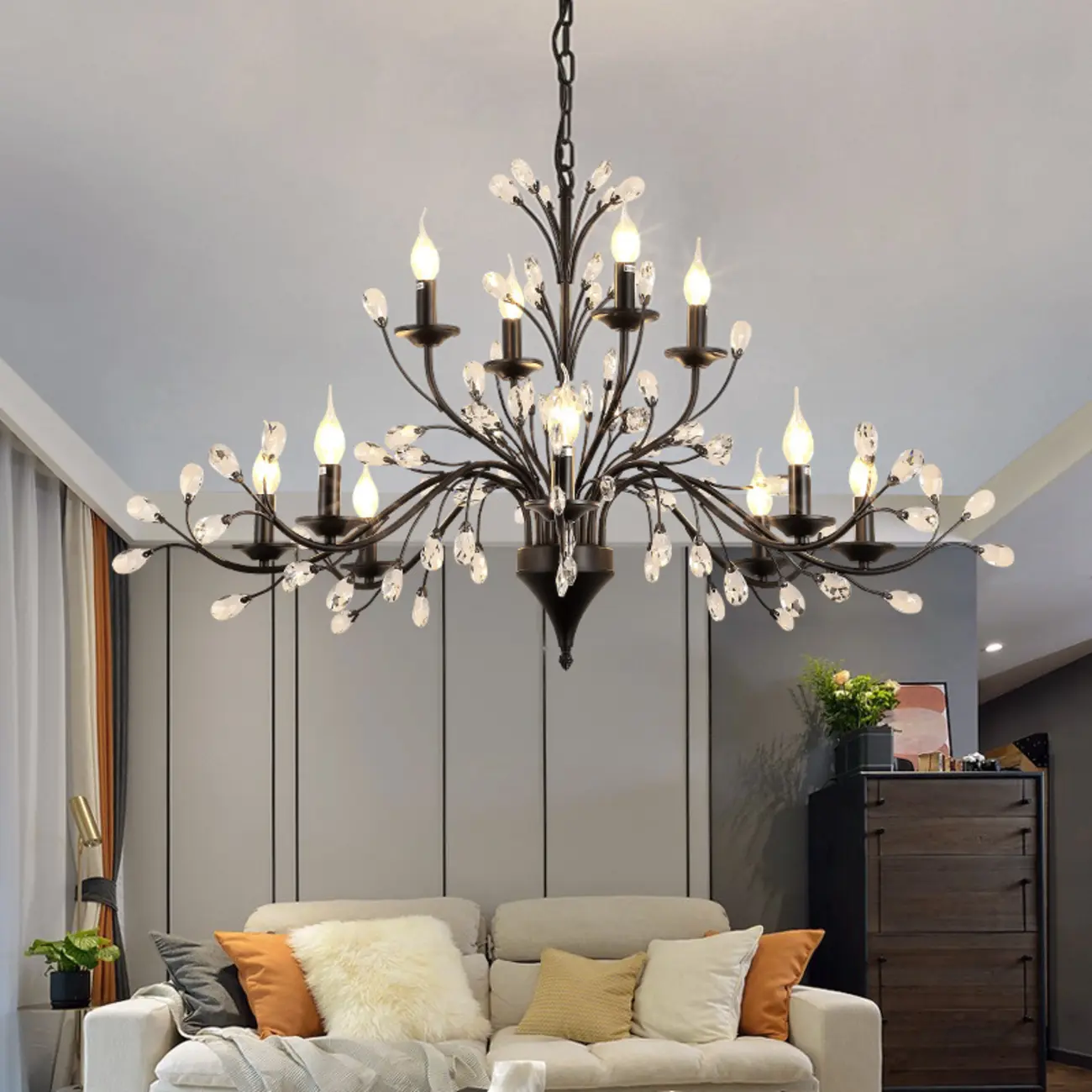 Black Crystal Branch Design Modern Crystal Chandelier Image - 1 | homeyfad