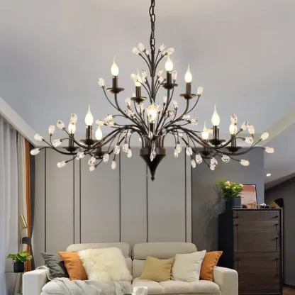 Black Crystal Branch Design Modern Crystal Chandelier Image - 1