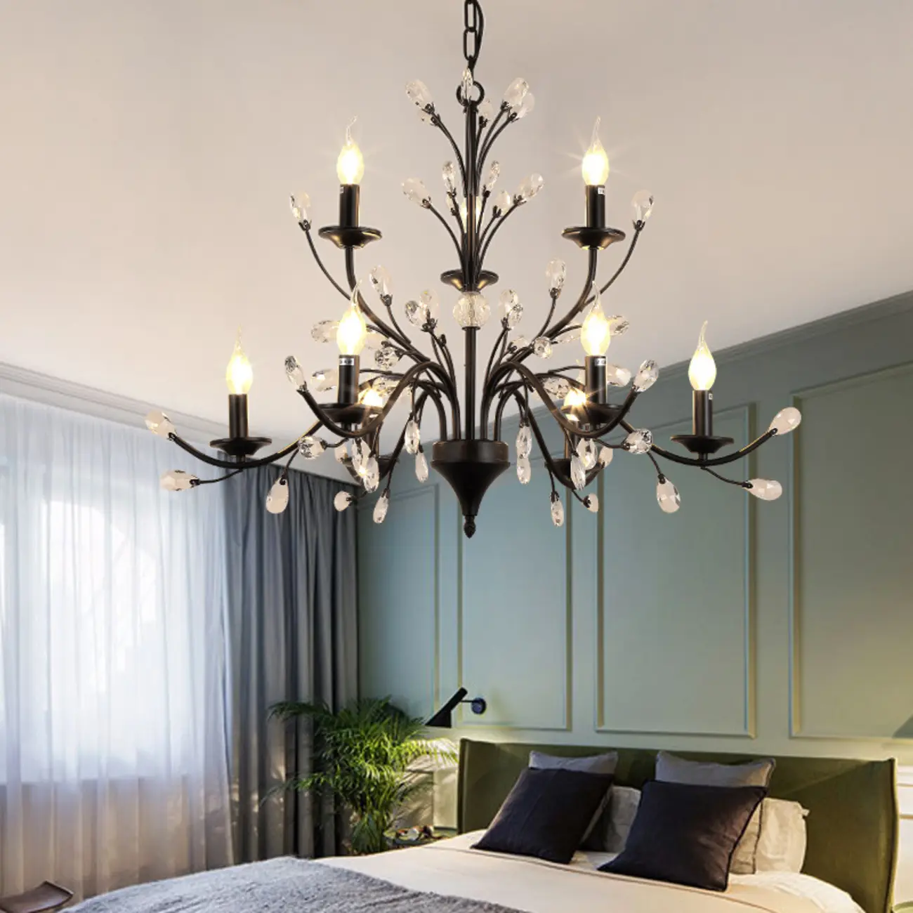 Black Crystal Branch Design Modern Crystal Chandelier Image - 2 | homeyfad