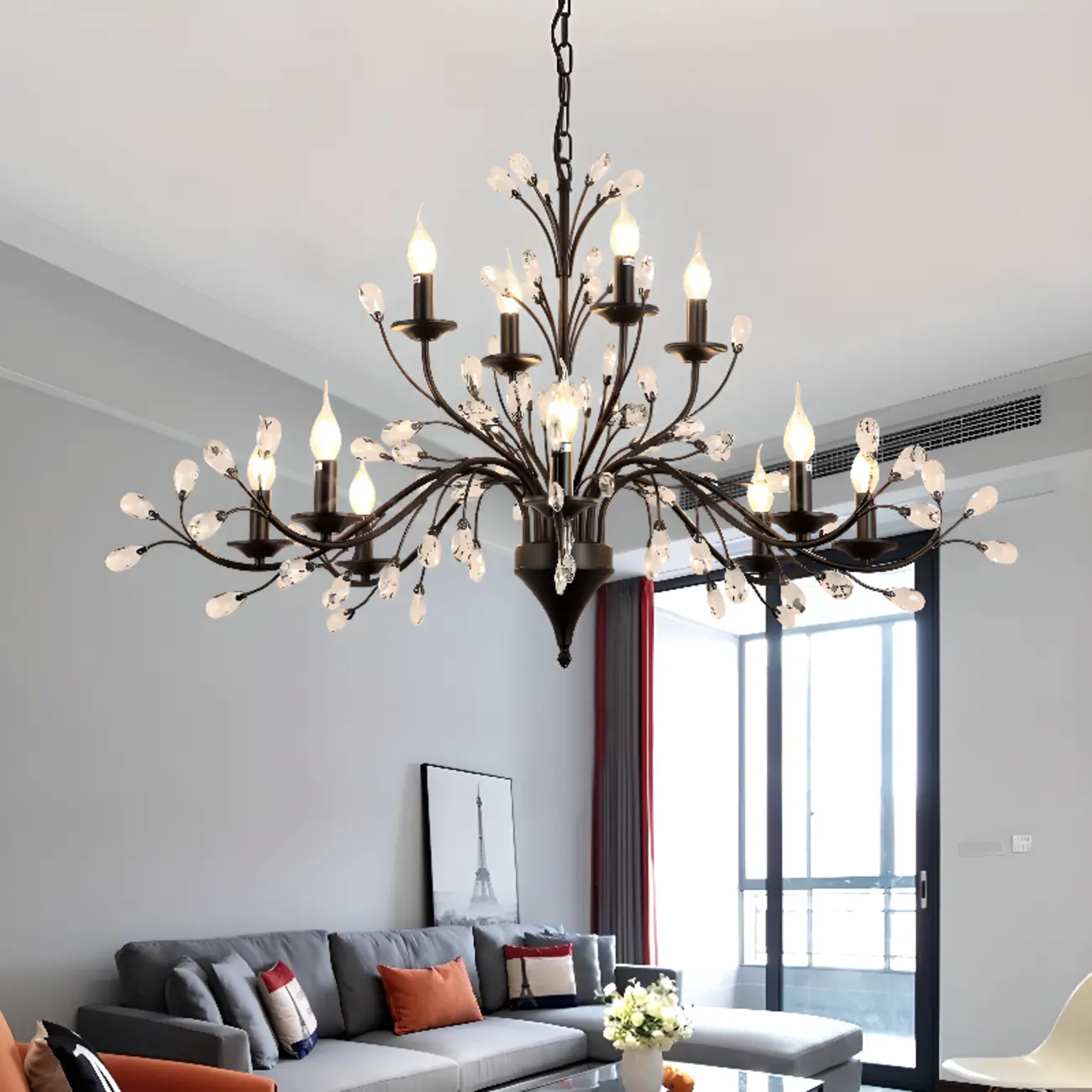 Black Crystal Branch Design Modern Crystal Chandelier Image - 4 | homeyfad