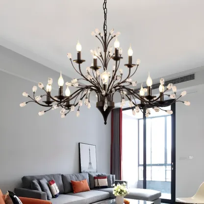 Black Crystal Branch Design Modern Crystal Chandelier Image - 4