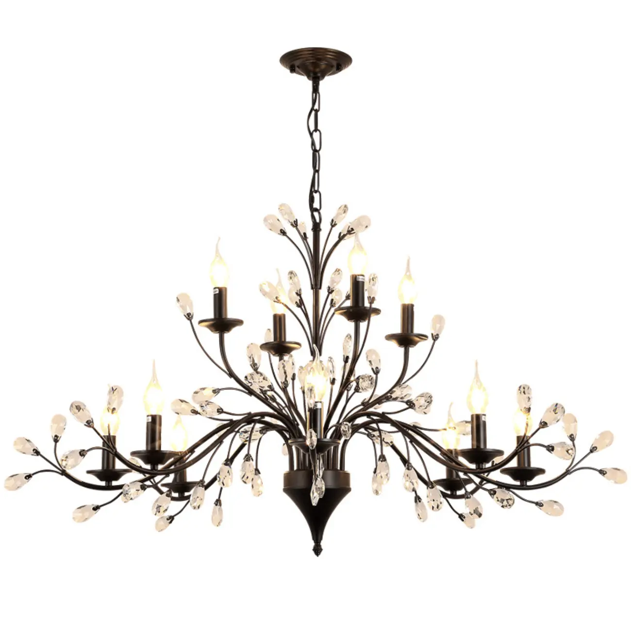 Black Crystal Branch Design Modern Crystal Chandelier Image - 5 | homeyfad