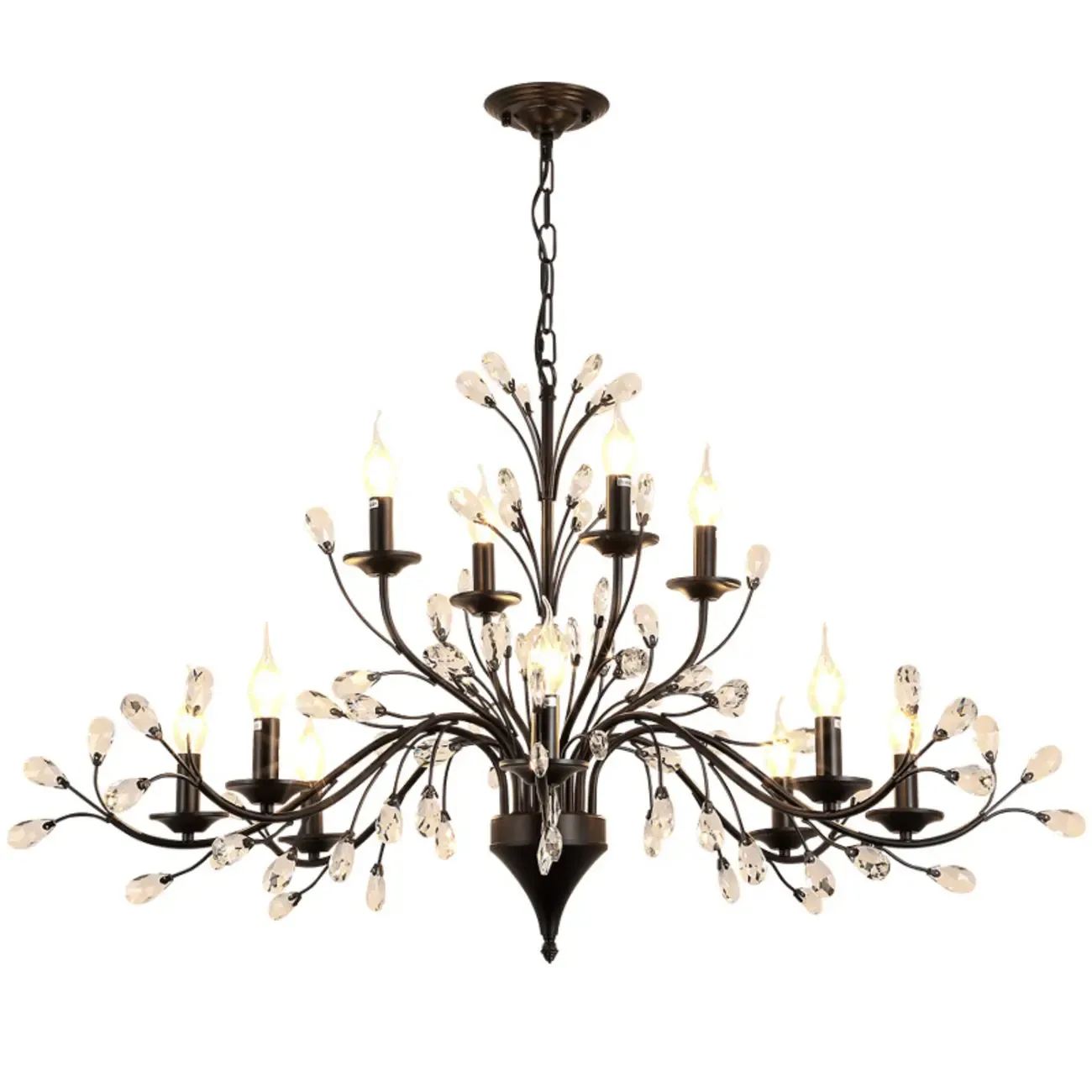 Black Crystal Branch Design Modern Crystal Chandelier Image - 5