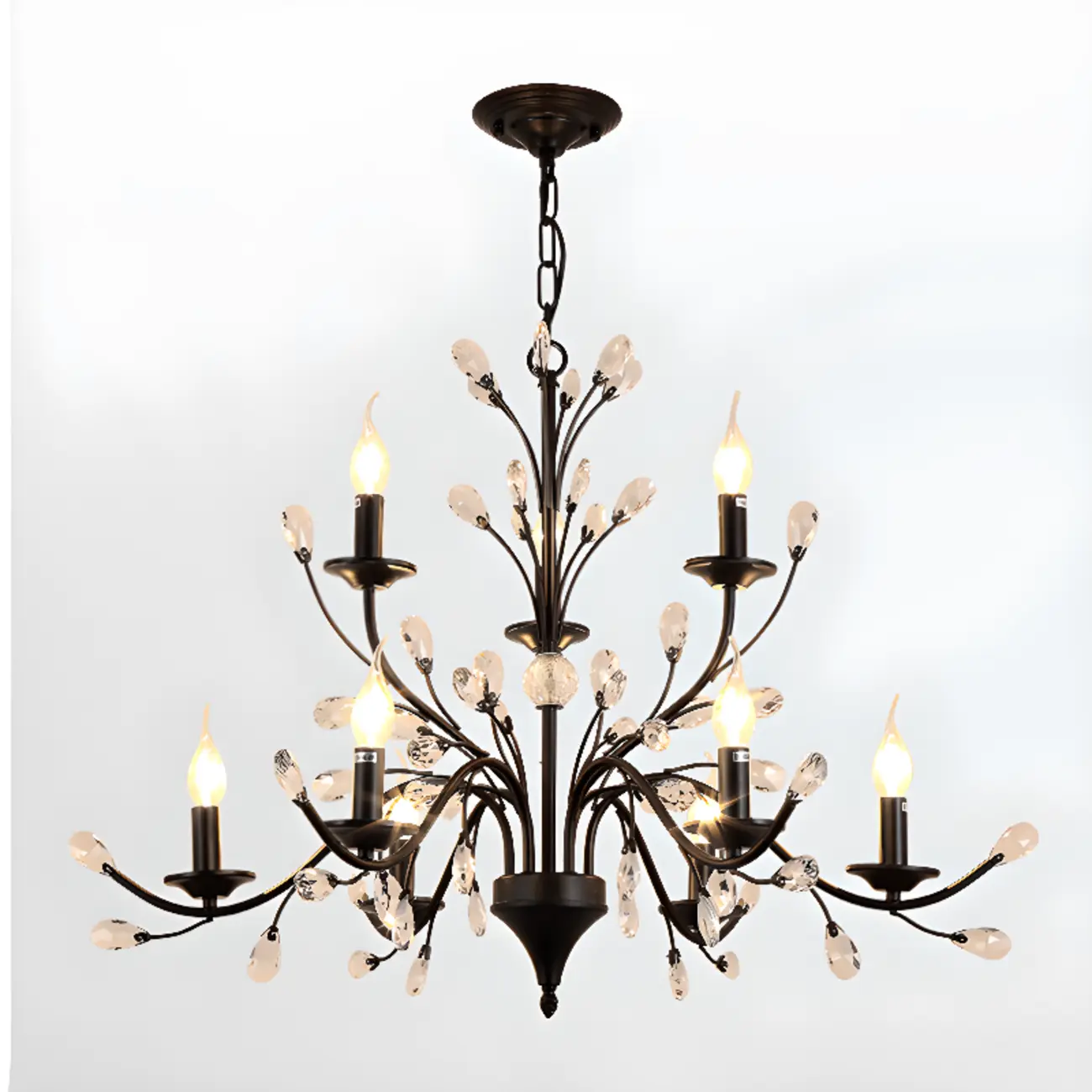 Black Crystal Branch Design Modern Crystal Chandelier Image - 7 | homeyfad