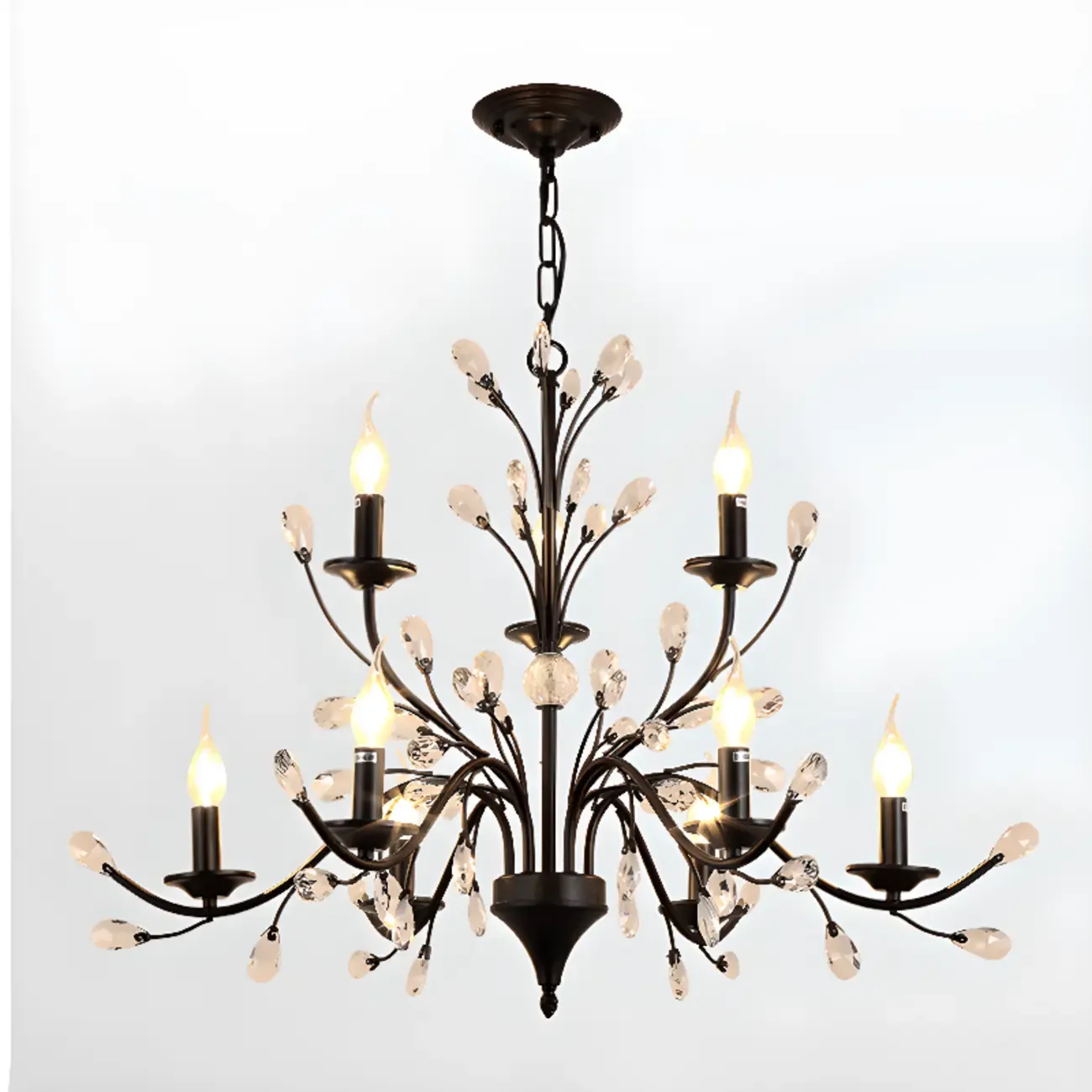 Black Crystal Branch Design Modern Crystal Chandelier Image - 7