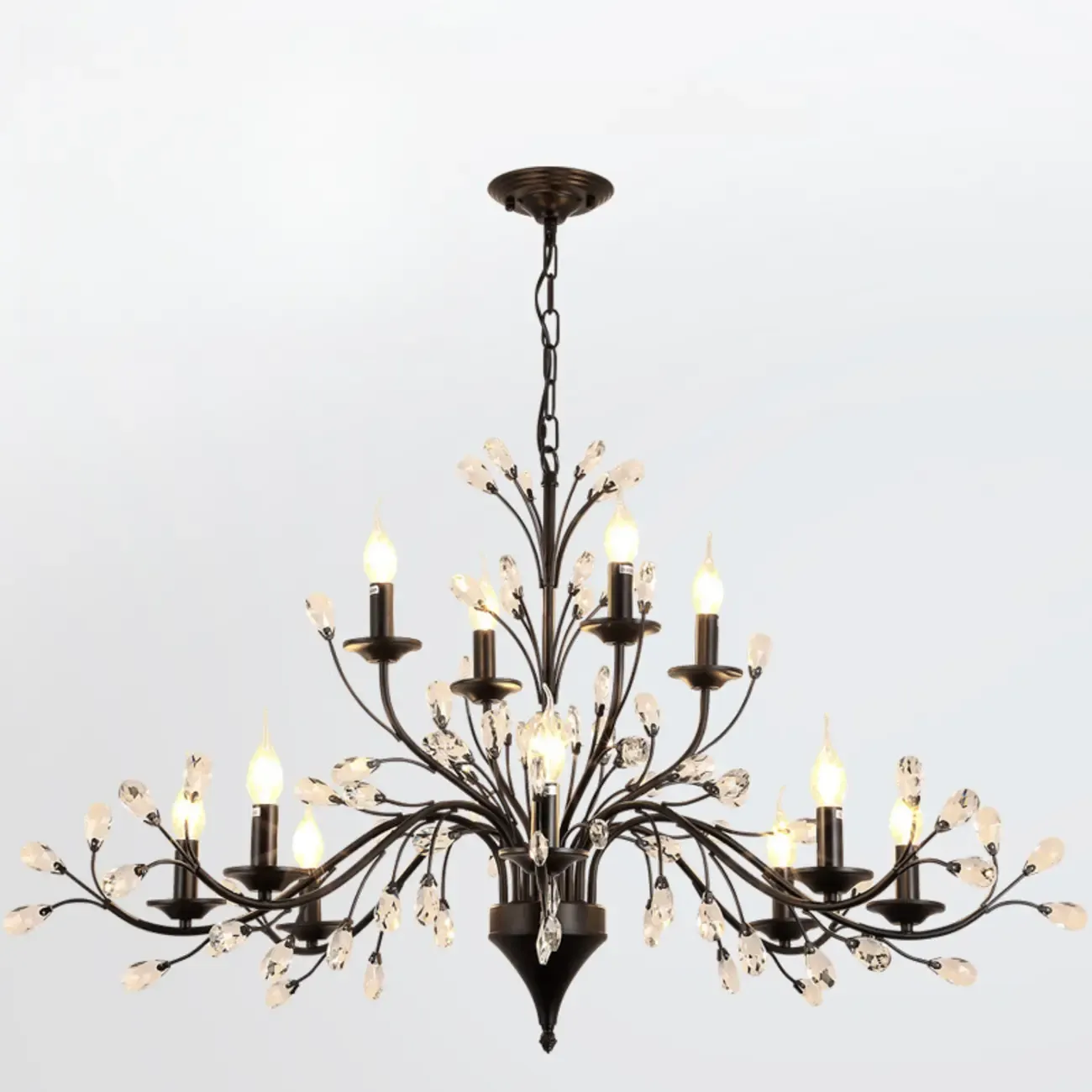 Black Crystal Branch Design Modern Crystal Chandelier Image - 8