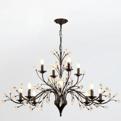 Black Crystal Branch Design Modern Crystal Chandelier Image - 8