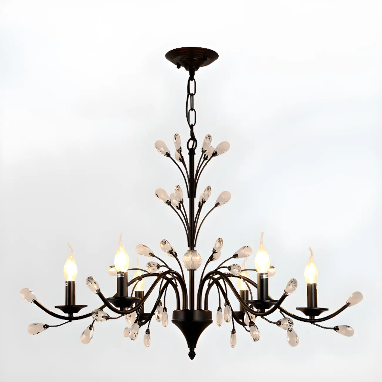 Black Crystal Branch Design Modern Crystal Chandelier Image - 9 | homeyfad