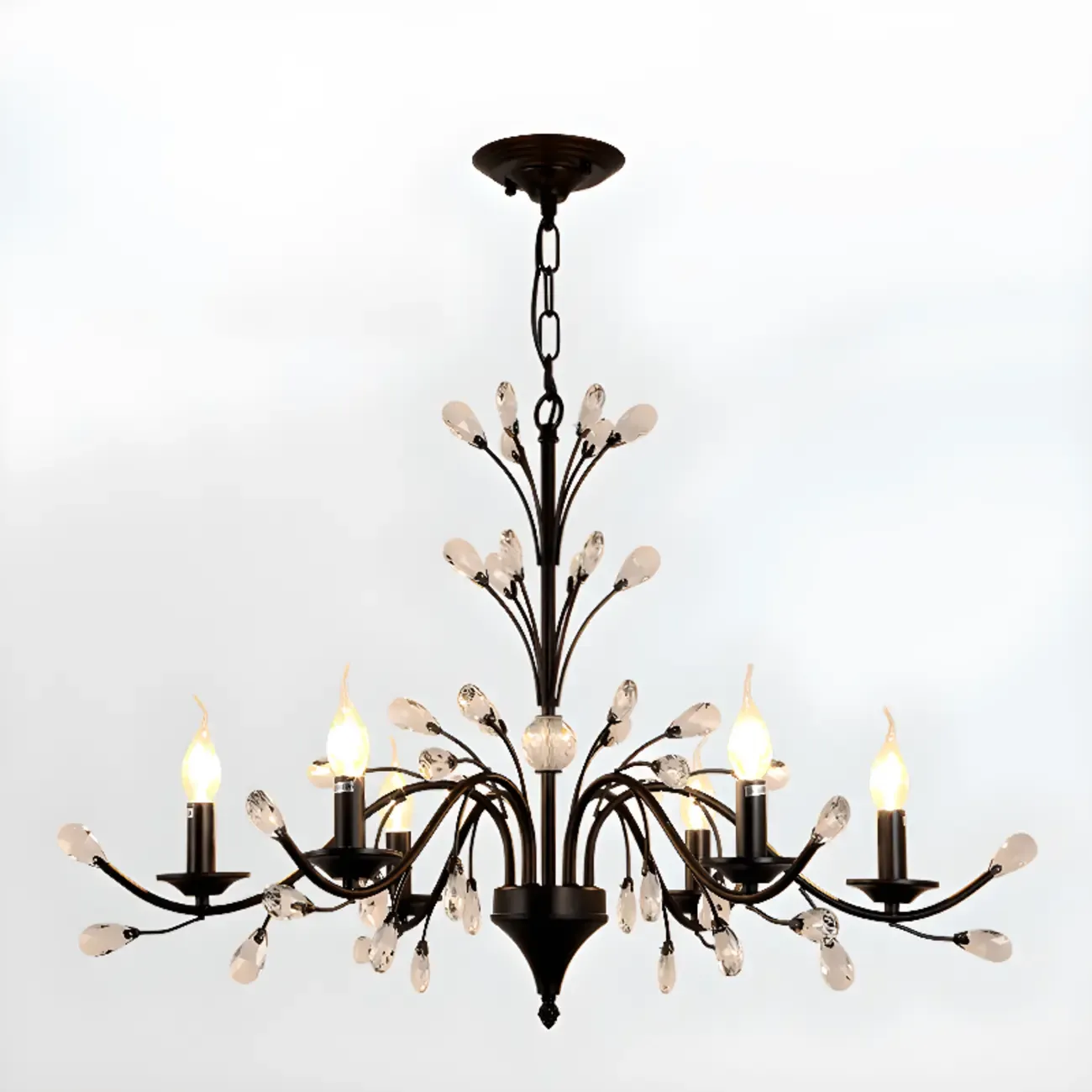 Black Crystal Branch Design Modern Crystal Chandelier Image - 9
