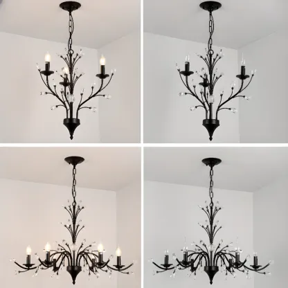 Black Crystal Branch Design Modern Crystal Chandelier Image - 13