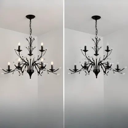 Black Crystal Branch Design Modern Crystal Chandelier Image - 14