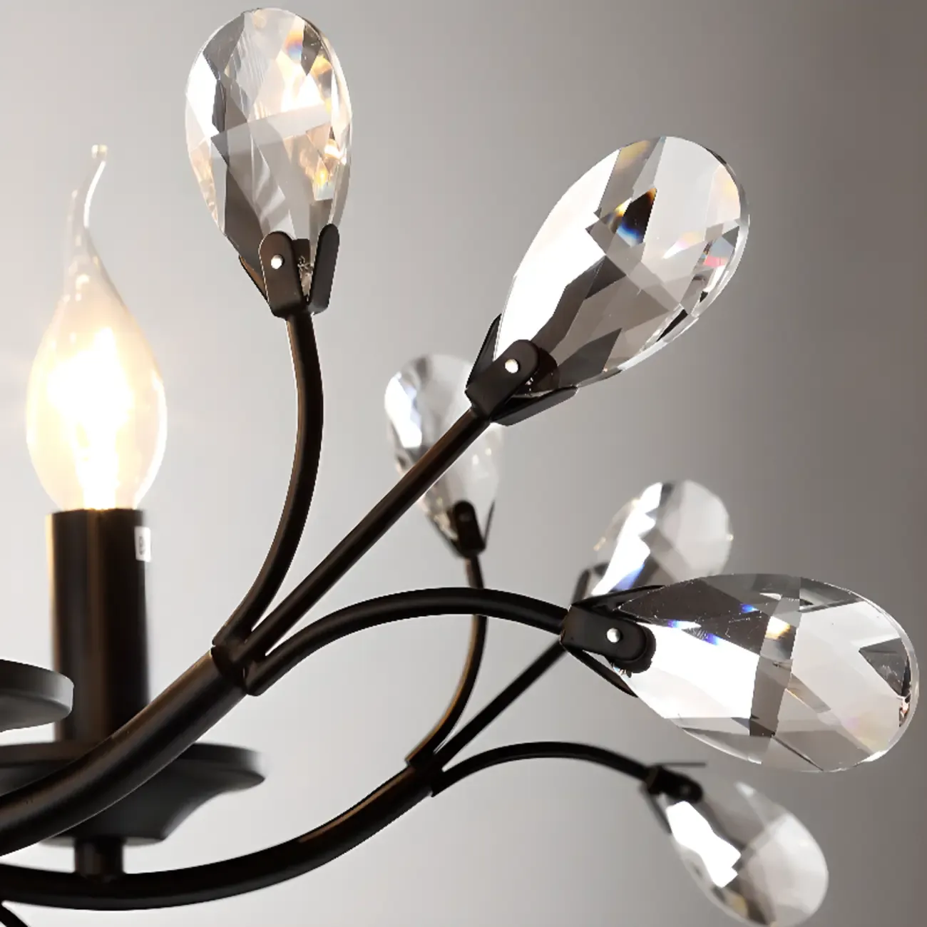 Black Crystal Branch Design Modern Crystal Chandelier Image - 15