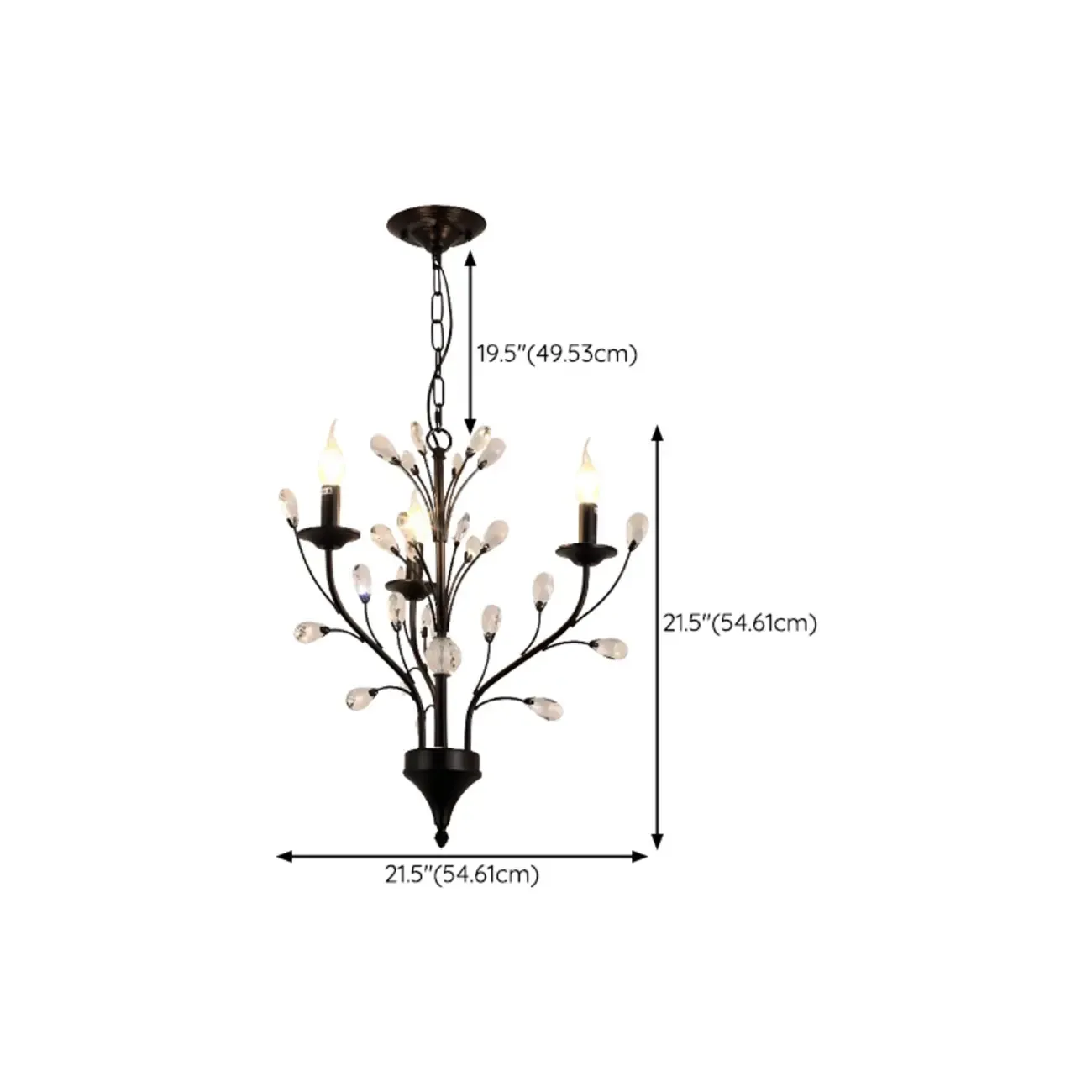 Black Crystal Branch Design Modern Crystal Chandelier #size