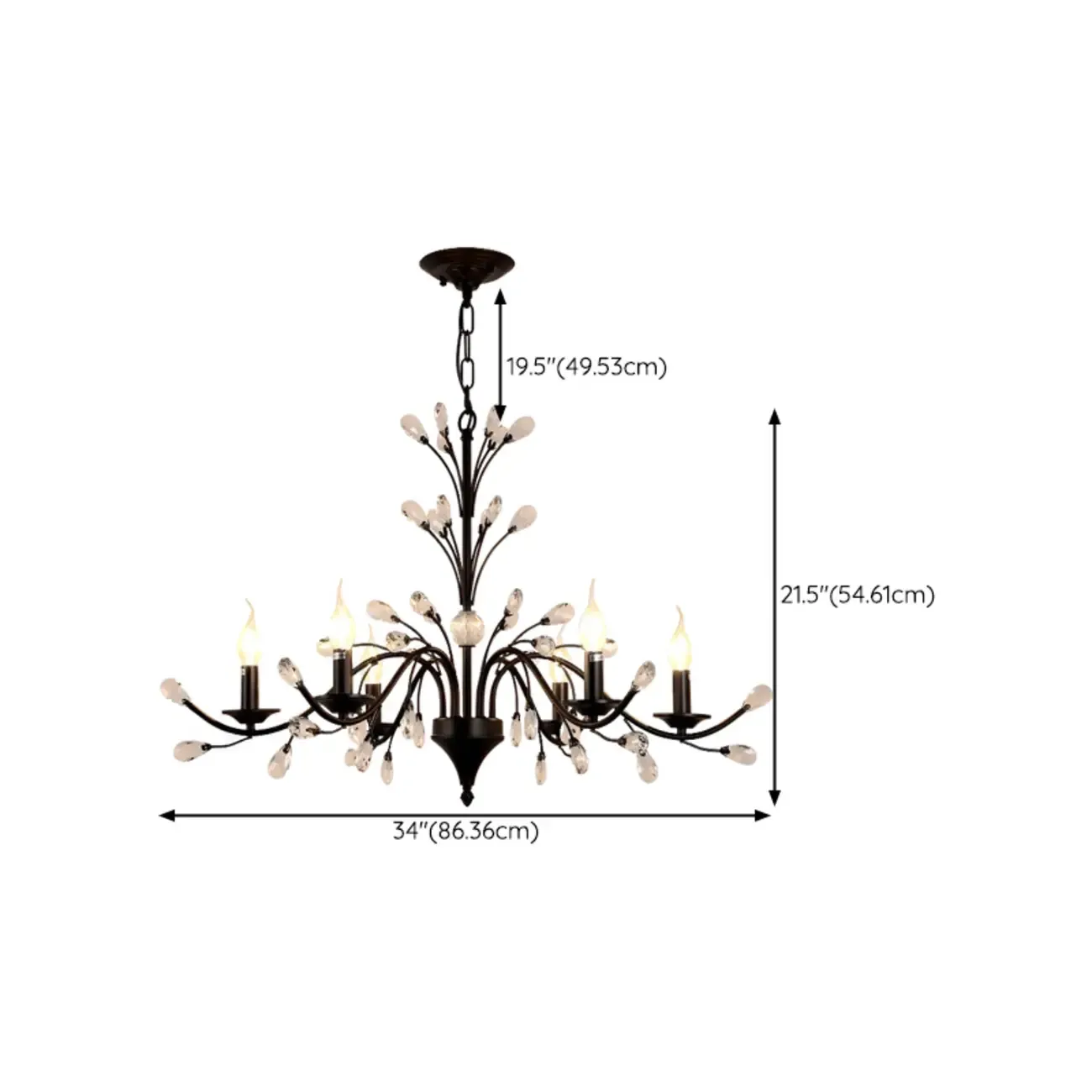 Black Crystal Branch Design Modern Crystal Chandelier Image - 17