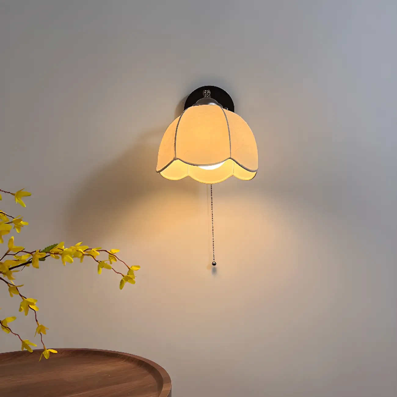 Modern Wall Light with Fabric Shade for Living Room Image - 1