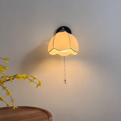 Modern Wall Light with Fabric Shade for Living Room Image - 1