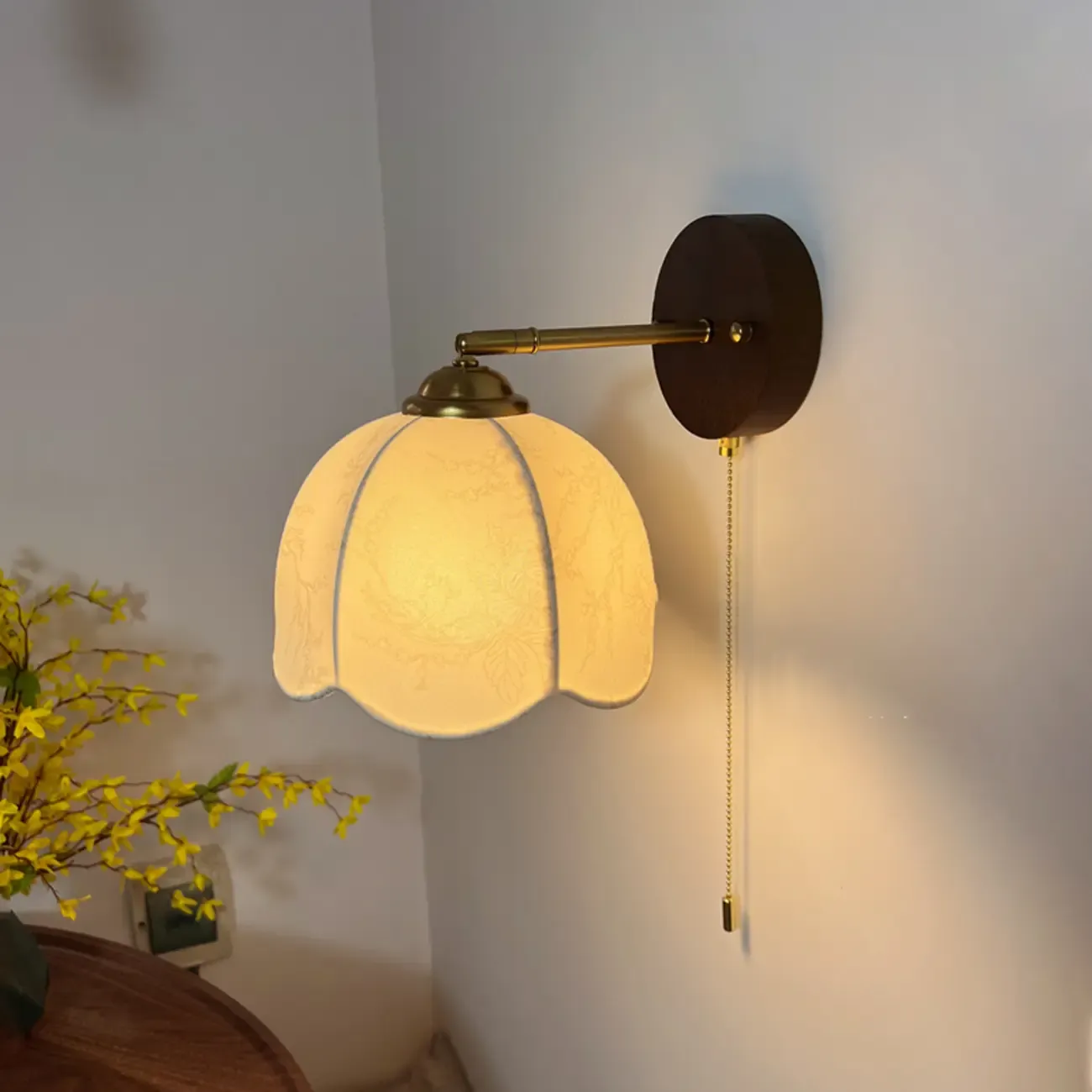 Modern Wall Light with Fabric Shade for Living Room Image - 4