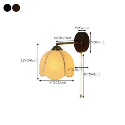 Modern Wall Light with Fabric Shade for Living Room #size