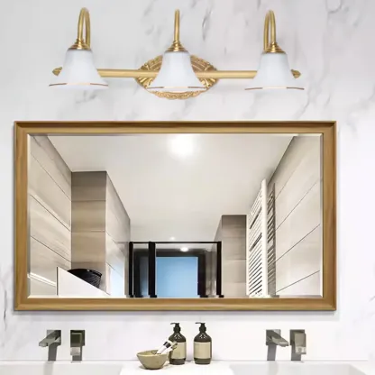 Gold Classic Vanity Lights with Glass Shade for Bathroom Image - 3