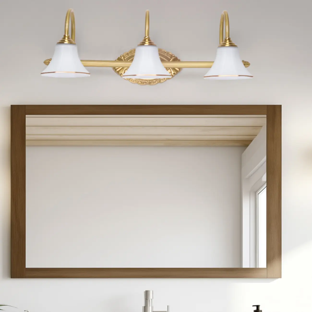 Gold Classic Vanity Lights with Glass Shade for Bathroom Image - 4 | homeyfad