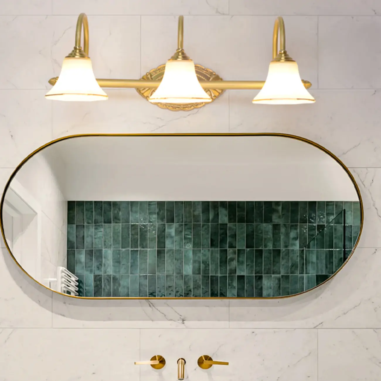 Gold Classic Vanity Lights with Glass Shade for Bathroom Image - 1 | homeyfad