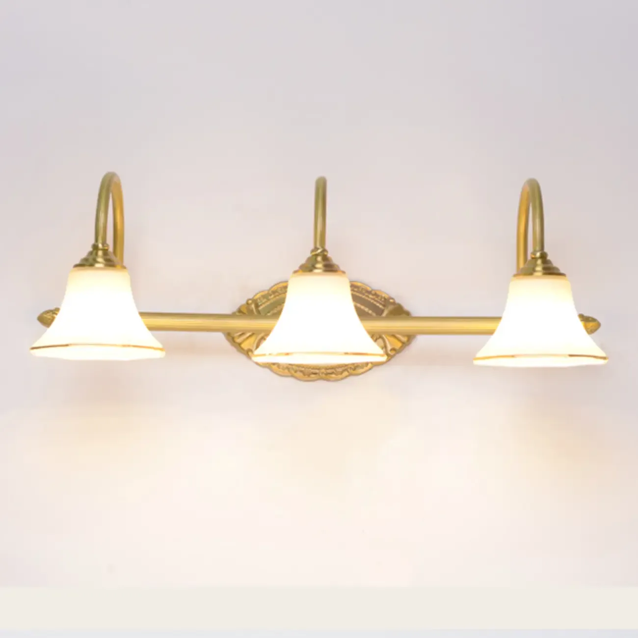 Gold Classic Vanity Lights with Glass Shade for Bathroom Image - 7