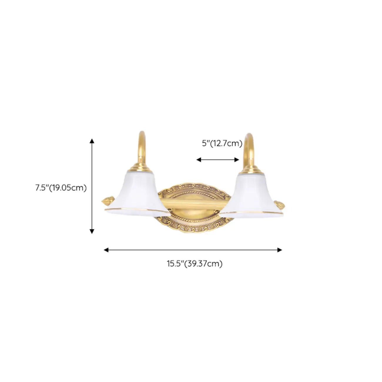 Gold Classic Vanity Lights with Glass Shade for Bathroom #size