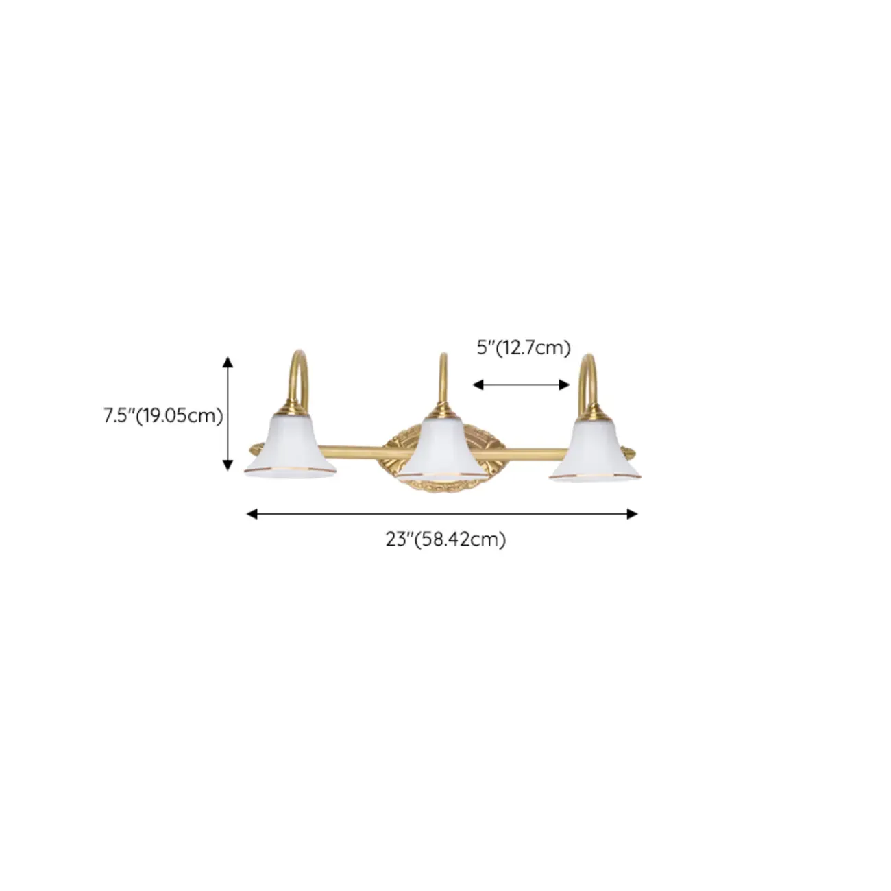 Gold Classic Vanity Lights with Glass Shade for Bathroom Image - 12